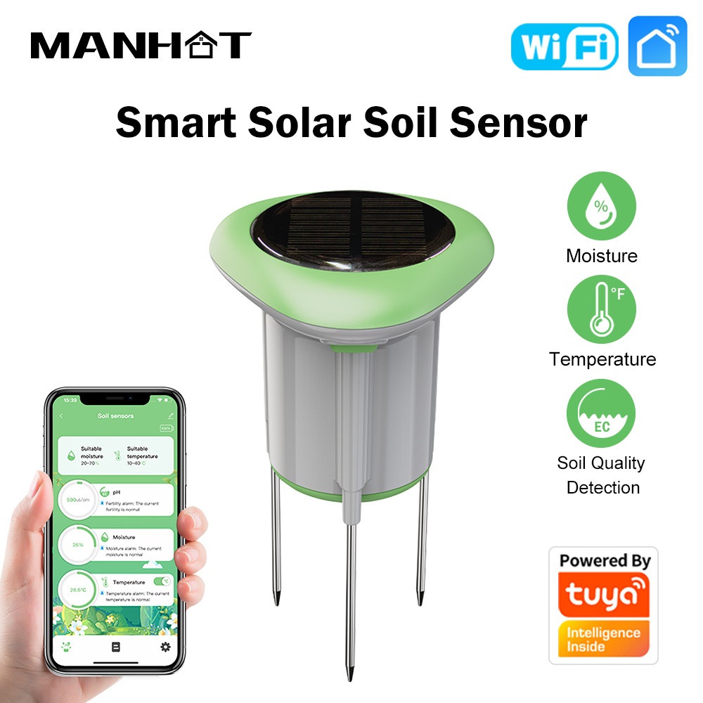 Smart Garden Usa - Sensore Solare WiFi Intelligente MANHOT 3-in-1