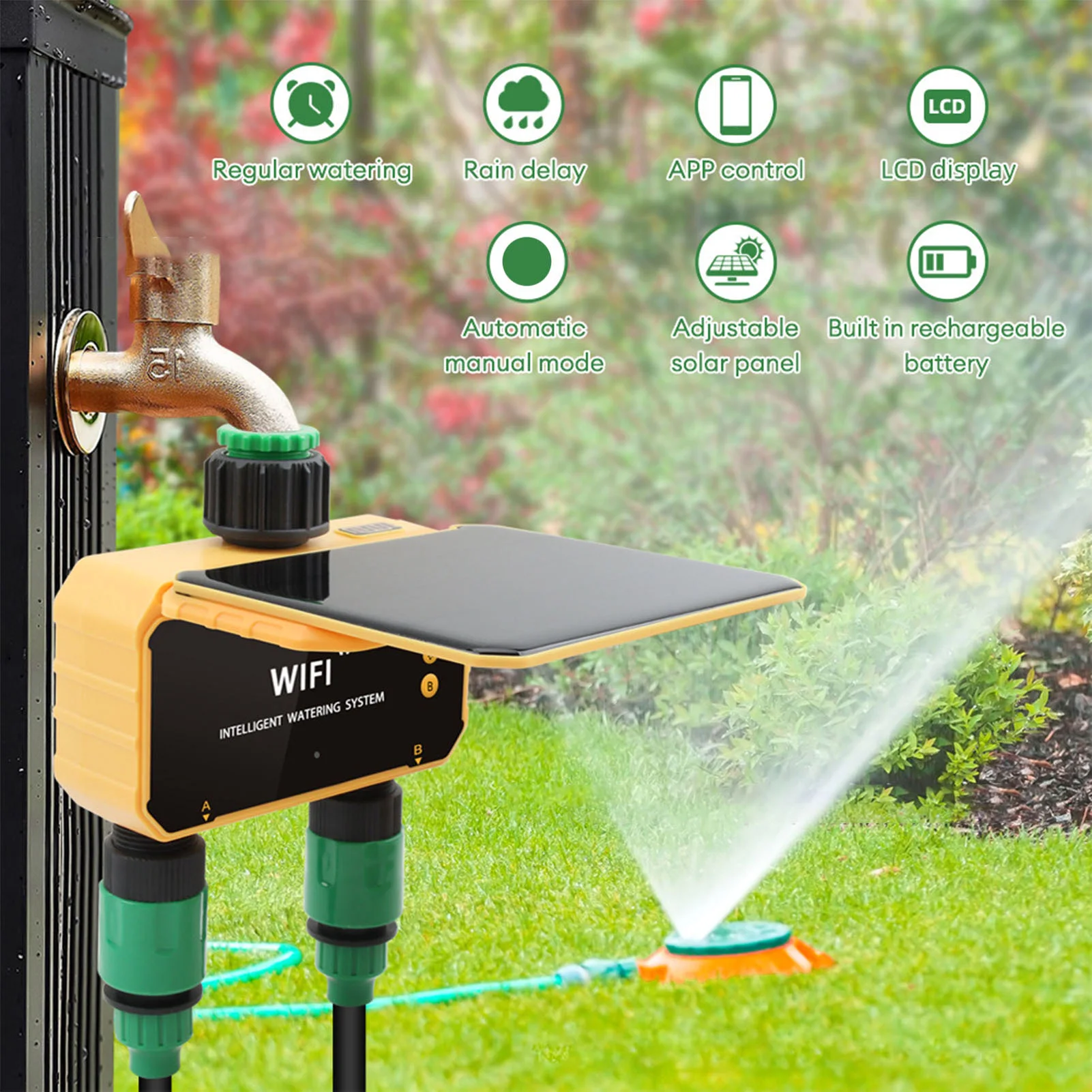 Smart Garden Usa - Timer Irrigazione Smart WiFi Solare con